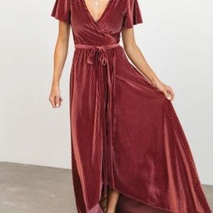 Baltic Born Andi Ribbed velvet wrap dress